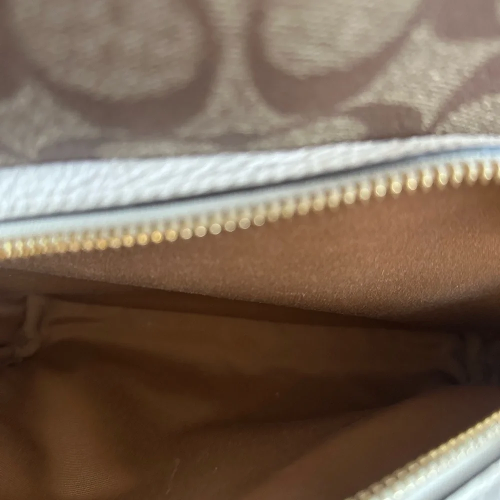 Coach Brown Signature Canvas Backpack with Cream Front Pocket